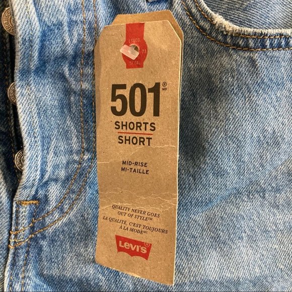 LEVI’S 501  Sz 27 Button Fly Raw Hem 100% Cotton Shorts NWT - Picture 2 of 13